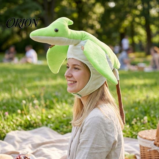 Creative Photo Prop Funny Pterosaur Costume Hat, Plush Winged Dinosaur Headgear, Cute Unique Halloween Cosplay Cap Padded Hat for Party Stable