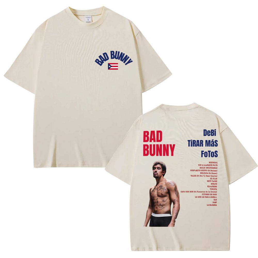 

Rapper Bad Bunny Graphic T-shirts Debi Tirar Mas Fotos DTMF Fashion Vintage T Shirt Men Women Oversized Cotton T-shirt S
