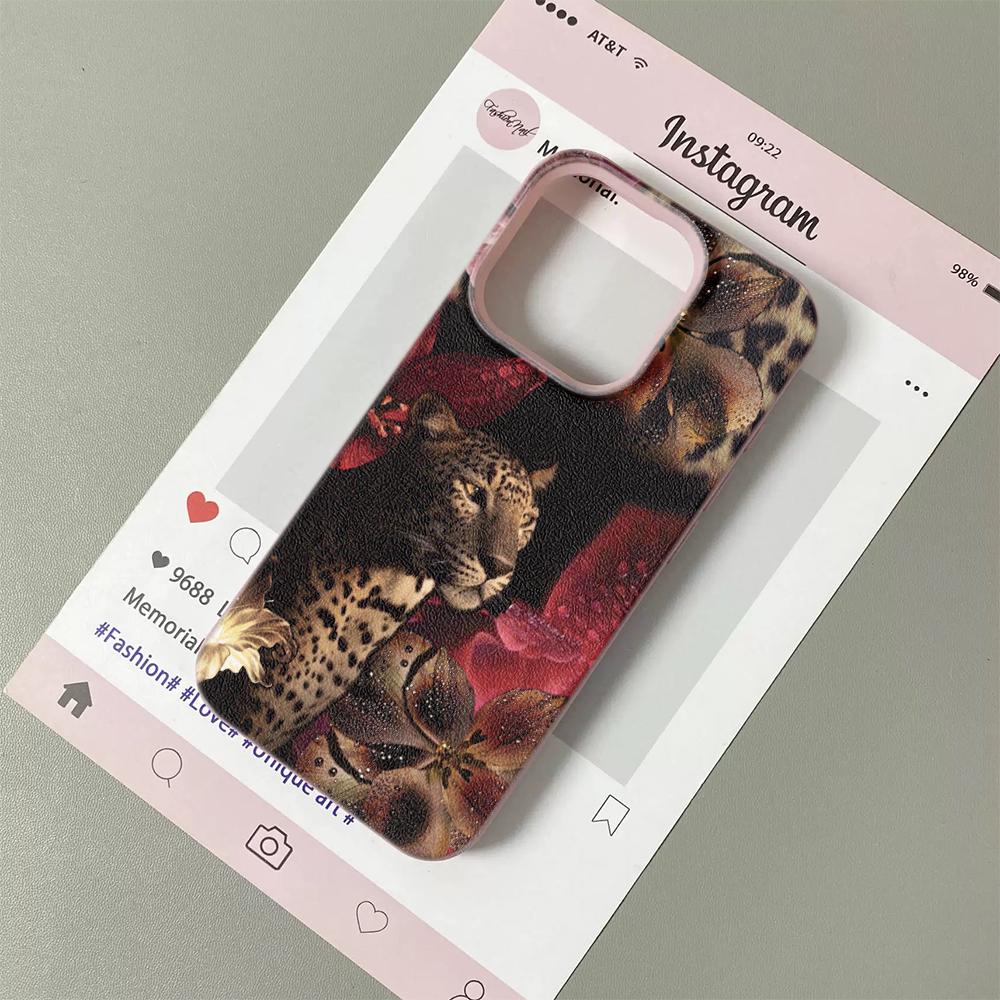 Bloemstruik Cheetah Telefoonhoesje Geschikt Voor IPhone 17 Pro Max Air 16 15 Plus 14 13 12 11 Hoesje Cover Funda Voor IPhone 16 Plus