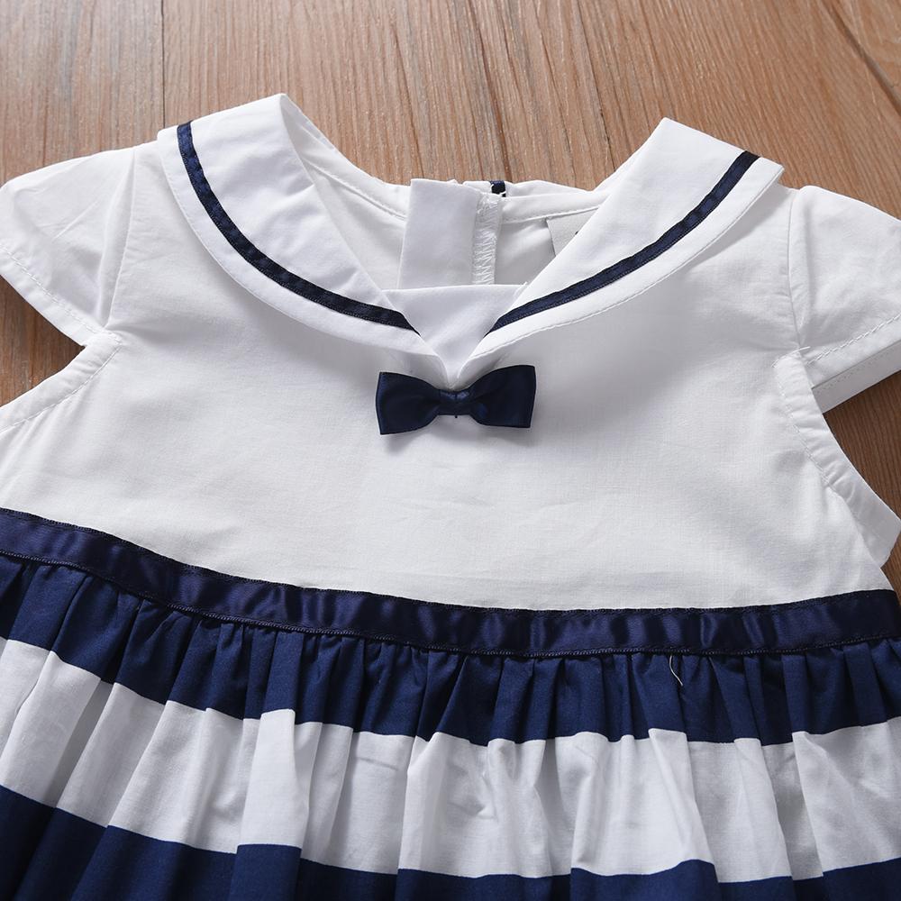Dívčí pruhované šaty 2025 Nové Letní Ležérní Dívčí Šaty s Krátkým Rukávem Denní Šaty Dětské Bavlněné Oblečení 2-6T