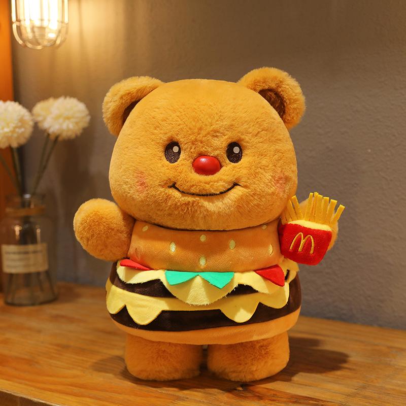 

Internet celebrity new hamburger butter bear rag doll plush toy girl accompany hug bear birthday gift LBE 33CM