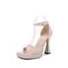 Spring and Summer New One-word Buckle Women's Sexy Open-toed Stiletto High Heels (this Style Will Not Be Replenished)