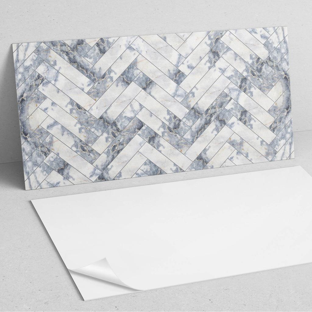Kafelki Winylowe Samoprzylepne Z Nadrukiem Do Salonu Wzór W Jodełkę Marmuru 10X40X20 Cm