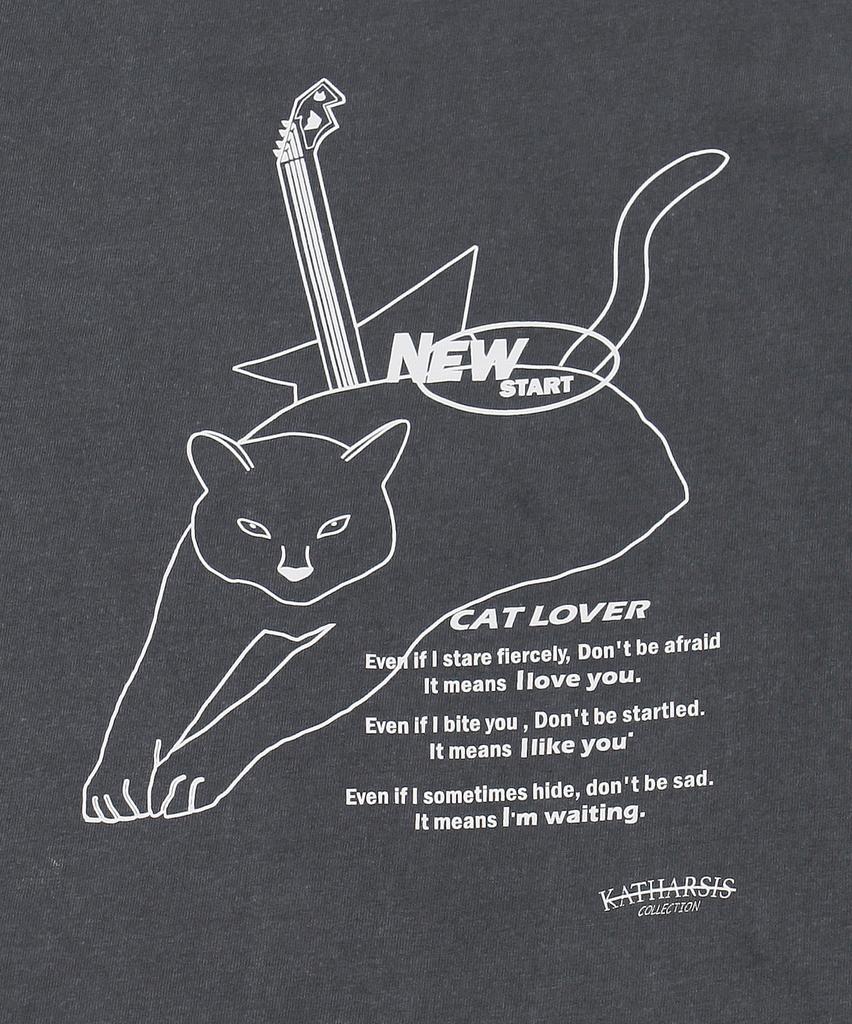 KATHARSIS Cat Lover V-Neck T-Shirt Charcoal One Size