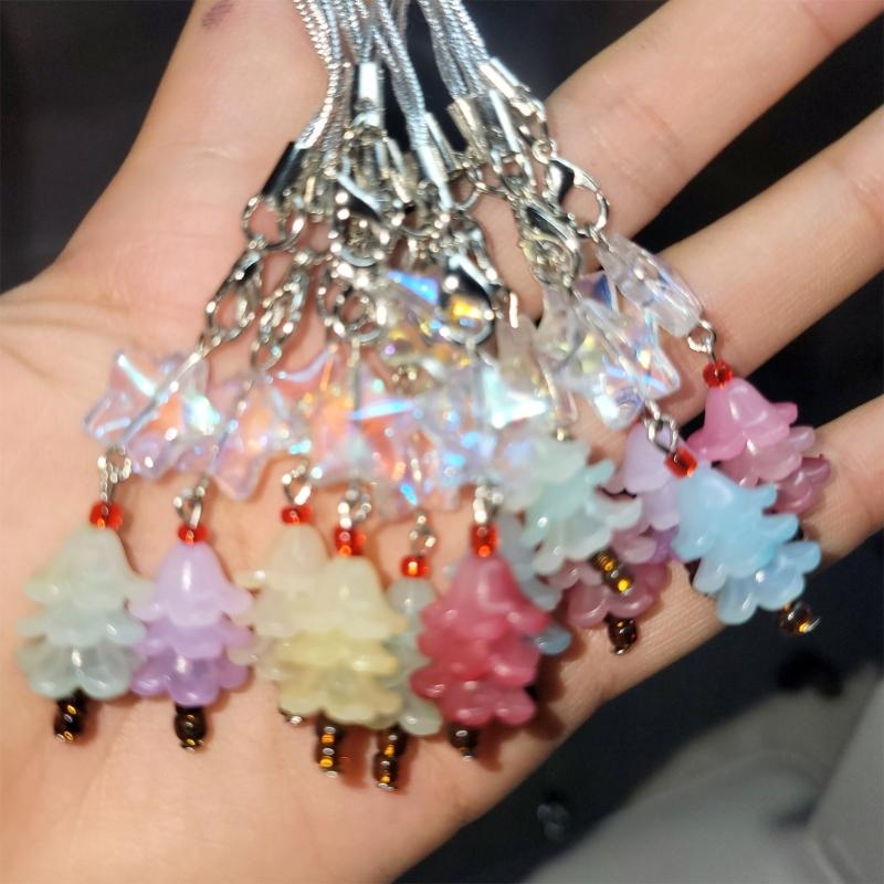 Fashion Star Christmas Tree Phone Charm Straps Car Keys Hanging Pendants Y2K Bag Decoration Lanyard Purse Accessories