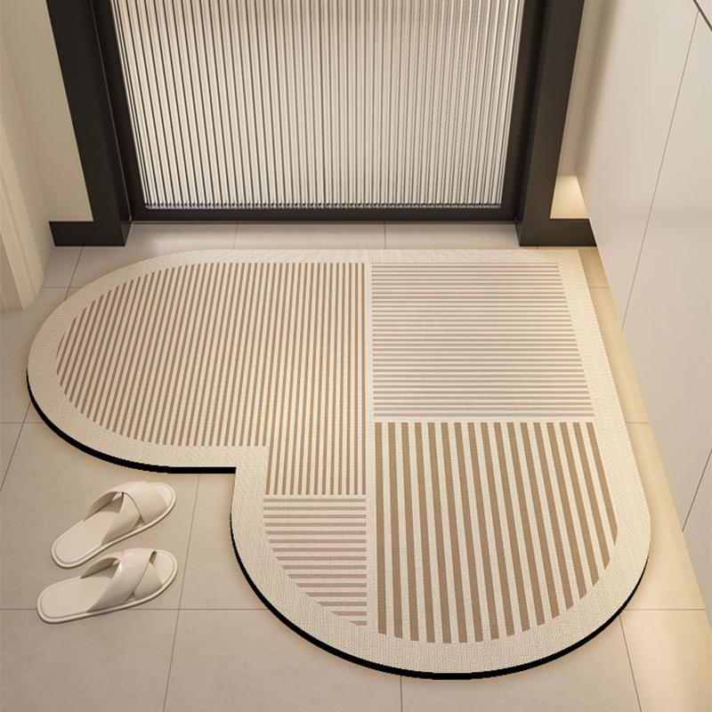 Alfombra de suelo absorbente para baño con forma de corazón de tierra de diatomeas, felpudo de baño, felpudo de entrada, alfombra de secado rápido antideslizante