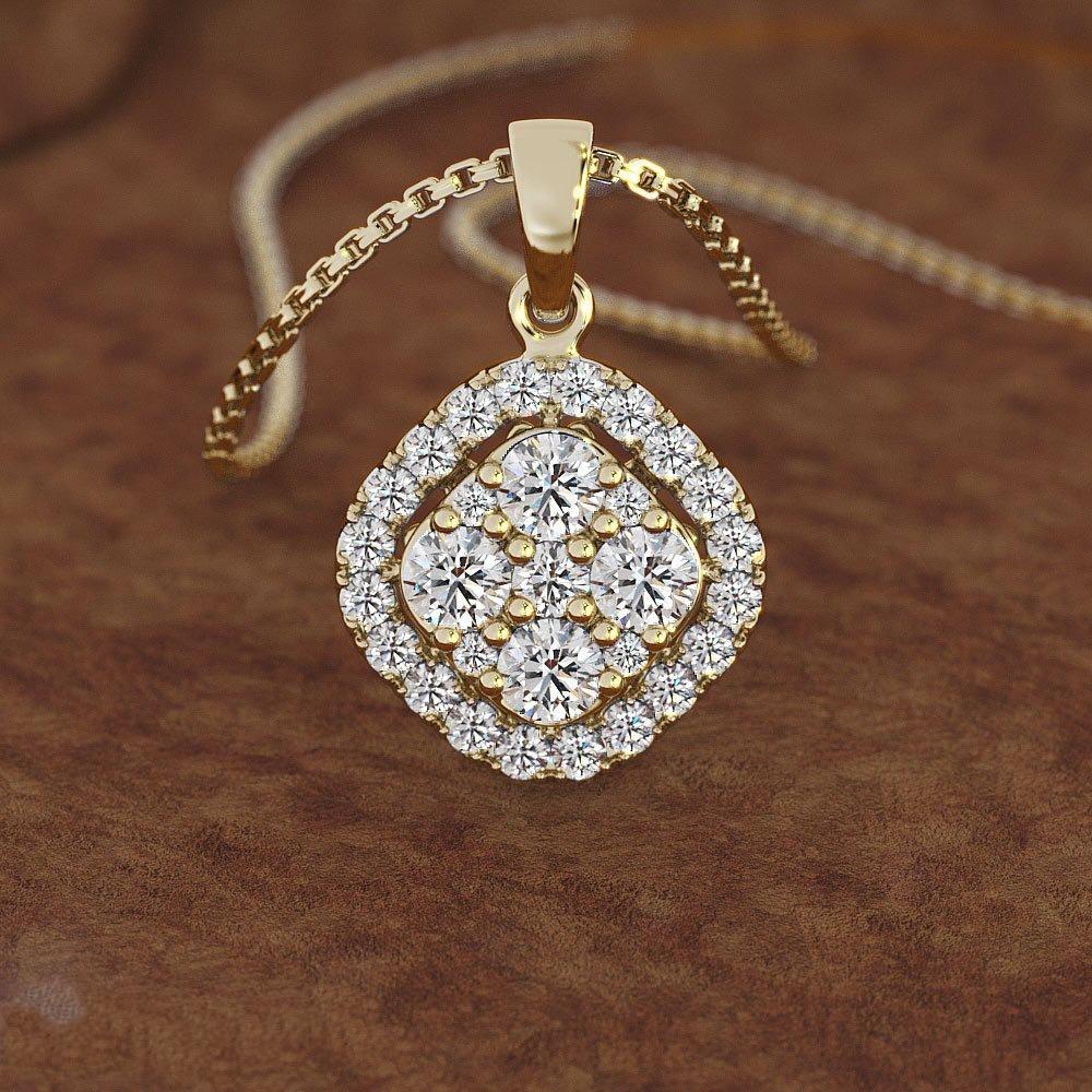 18k Gold Plated Classic Square Eight Hearts Eight Arrows Pendant Necklace for Women