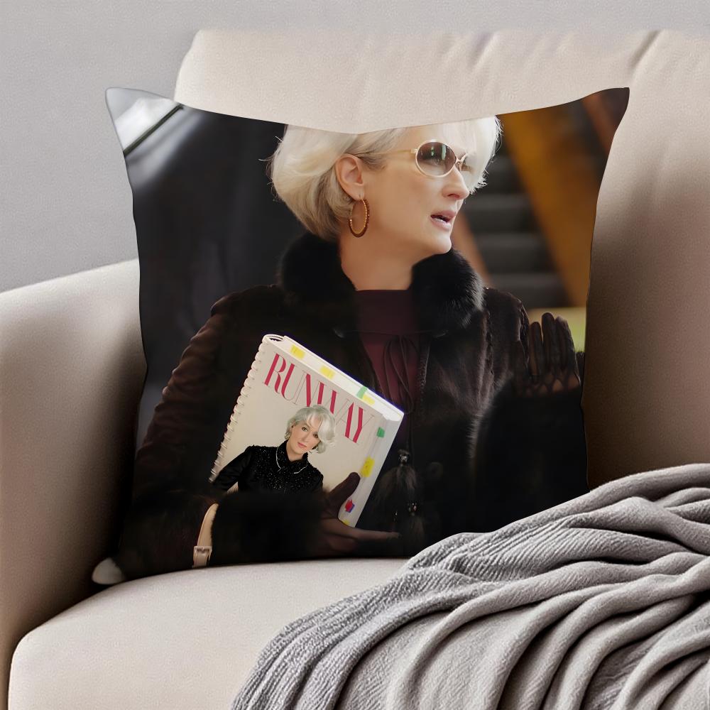 MMeryl Streep Cushion Cover Pillowcase Antidustmite Invisible Zipper Short Plush Sofa Cushion