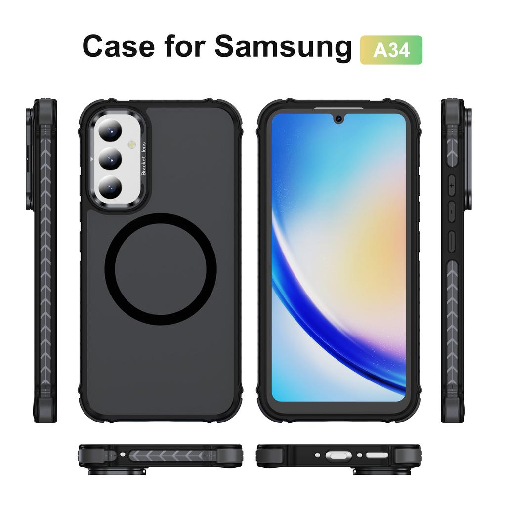 For Samsung Galaxy A54 5G Case with Lens Kickstand Matte Phone Back Cover Compatible with MagSafe