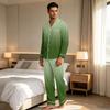 Men's Gradient Print Pajama Set: Loose Fit Lapel Cardigan & Straight Leg Pants - 2 Piece Sleepwear