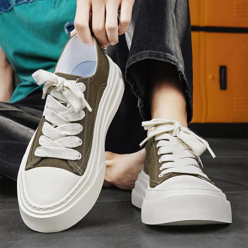 Canvas Men's Shoes Summer Breathable Trend Casual Ugly Cute Big Head Board Shoes Student Sports Thick Sole Heightening Cloth Shoes