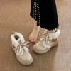 Fashion Snow Ankle Boots for Women Winter New College Style Small Leather Booties with Plush Insulation and Cute Round Toe Cotton Shoes