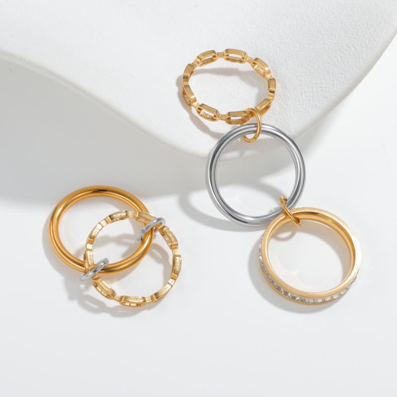 2-piece/3-piece Set of Fashionable Sparkling Inlaid Zircon Wrapped Rings, Women's Layered Rings,  Accessories