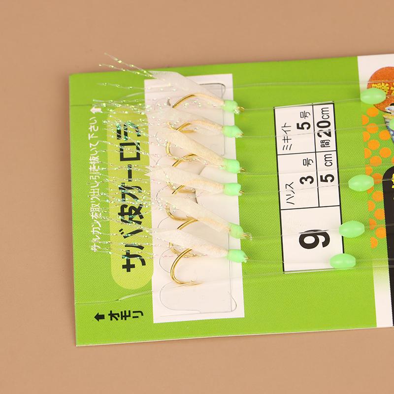 6Pcs/Pack Fish Hook White Fish Skin Bionic String Hook Real Fishing Skin Tinsel Carp Sea Rigs Gang Tackles Baits