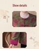 Spring Floral Wool & Cotton Frog Button Jacket for Middle-Aged and Elderly Women - Loose Plus Size