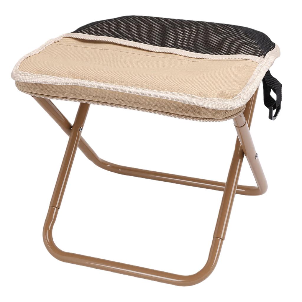 Small Portable Stool Oxford Cloth Steel Handbag Style Pocket Foldable Stool for Camping Travel Fishing Hiking Khaki