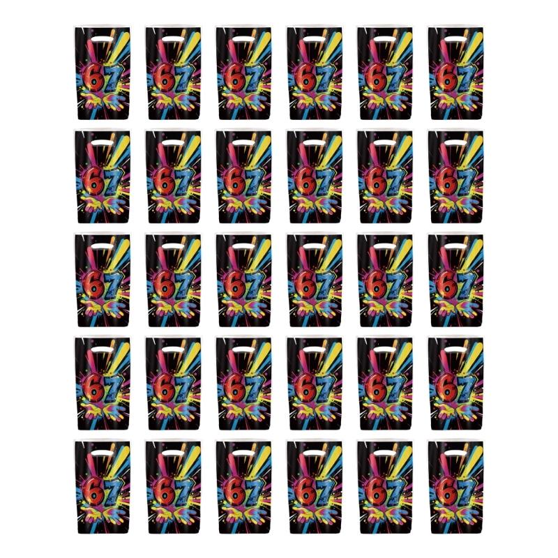 30Pcs Ice Cream Patterned Plastic Candy Bags 17x25cm Sweet Treat Holder For Kid Birthday Valentine s Day Gift Packaging