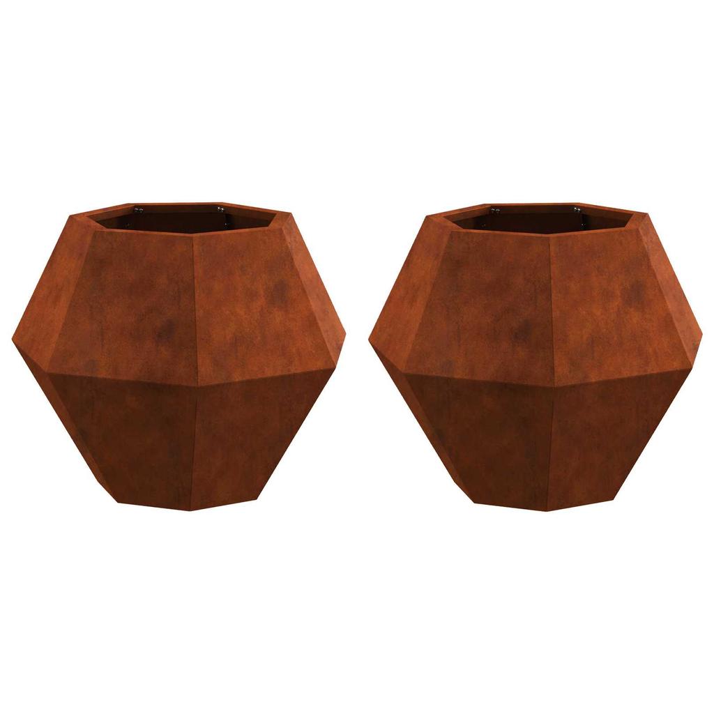 Plant Pot 2 pcs Rusty 50 x 50 x 40 cm Weatherproof Steel