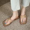 Square Toe Flip-flops Women 2025 Spring and Summer New White Outer Wear Light Casual Commuting Flat Bottom Cool Slippers