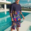 Summer Fashion Comfortable Loose Large Creativity 3D Printed Two-piece Set Casual Sports Versatile Round Neck Short Sleeved Men's Sports Wear