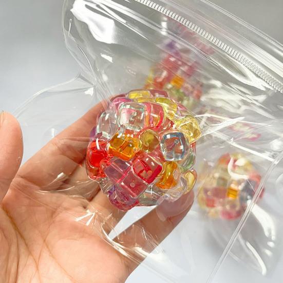 Colorful Bead Stress Ball Toy Anxiety Relief Squeeze Ball Sensory Toy Kids Teens Adults Portable Soft TPR Ball Pinch Fidget Toy