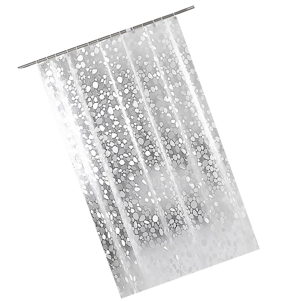 1PC Shower Curtain with Hooks PVC Waterproof Mildew Resistant Antibacterial Semi Transparent Shower Curtain