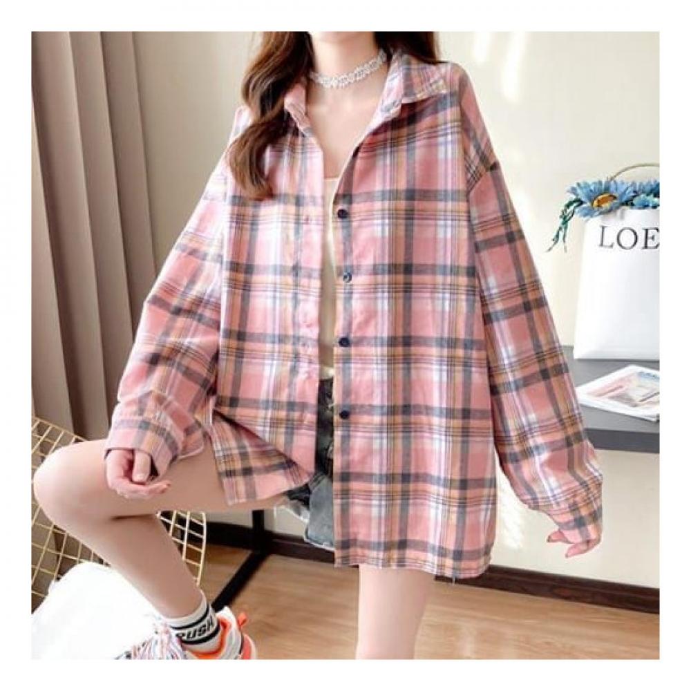 Navava Men Casual Loose Fit Check Shirt Nb1886