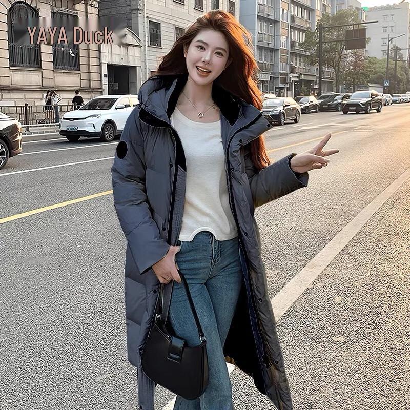 Długa, gruba, ciepła damska kurtka puchowa z kapturem YAYA