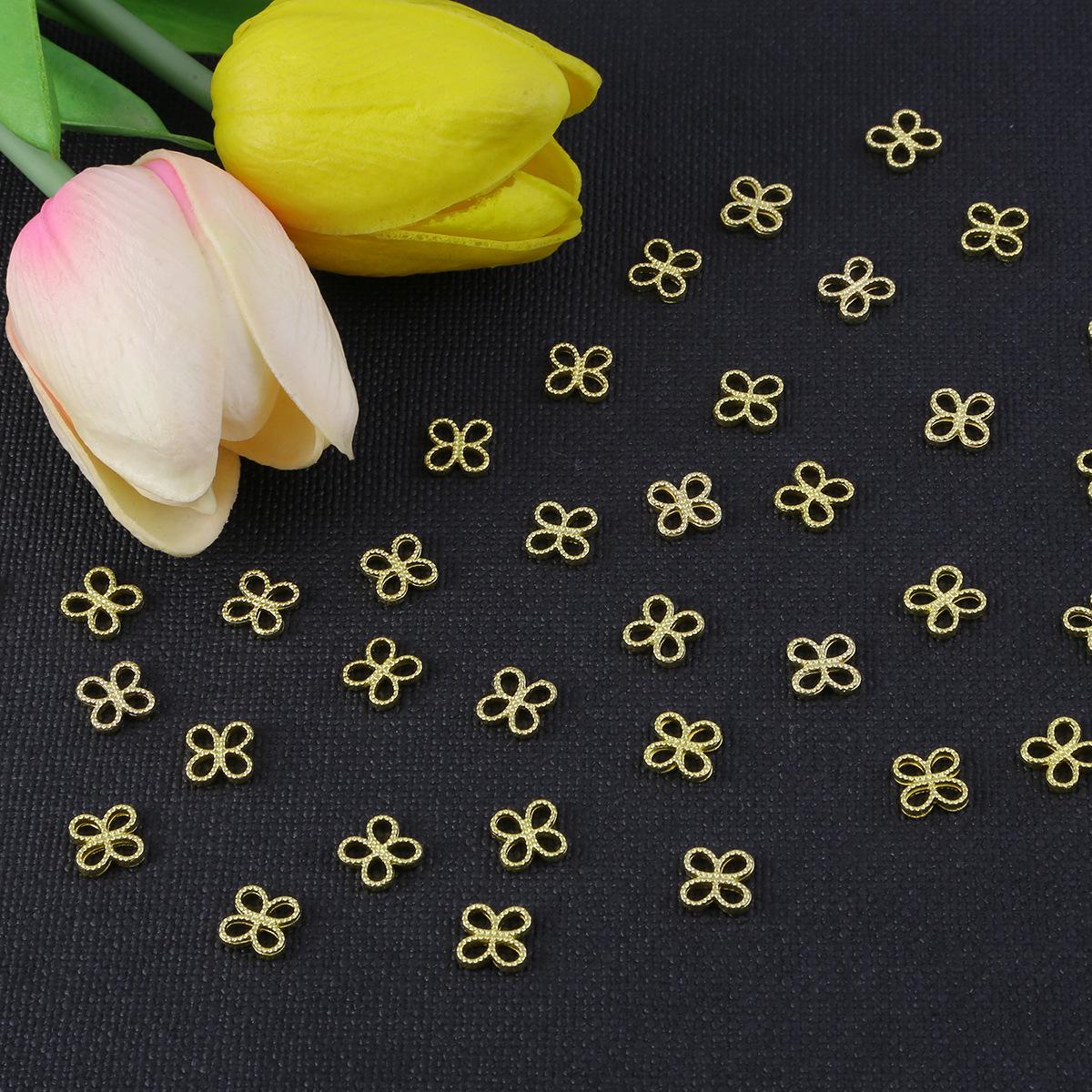 

Маленькая подвеска-коннектор в виде цветка-четырёхлистника из сплава для DIY заколки для волос в древнем стиле Diameter 8mm, Pack of 10 золотой