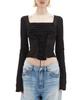 Hilda Pure Lace-Up Corset Top [Black]