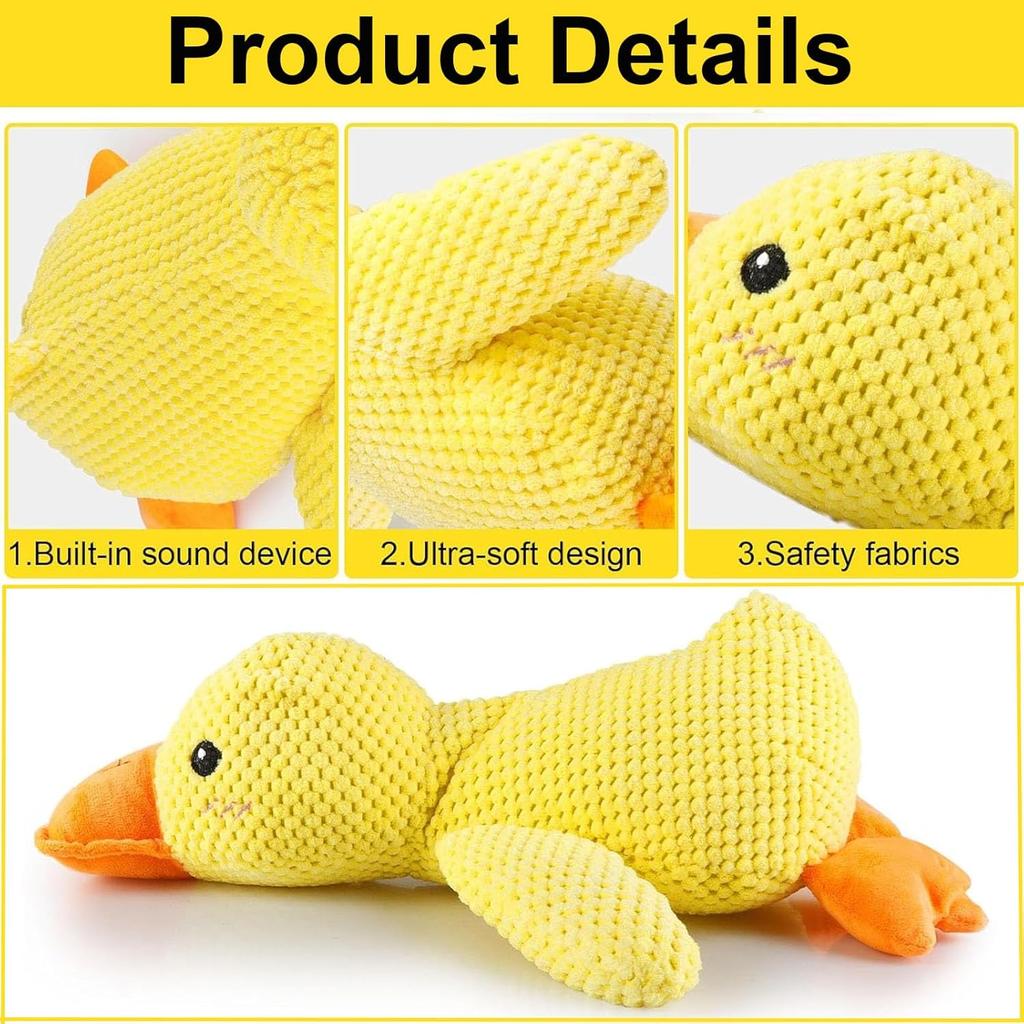 Mellow Dog Calming Duck, 2025 New Yellow Duck Dog Toy, The Mellow Ducks Calming Pillow, Dogs Ducks Toy with Quacking Sound for Indoor Dogs (Yellow)