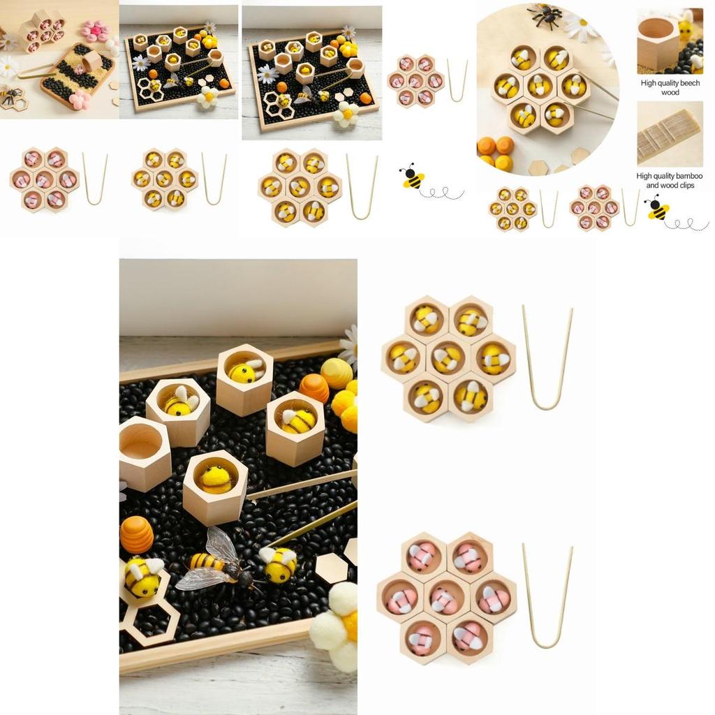 Montessori Wooden Beehive Clip Toy For Children Hand-eye Coordination, Color Recognition And Counting Skills Training