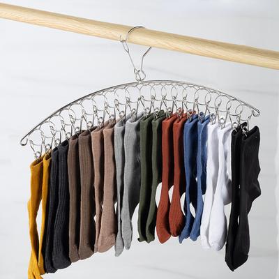 20Pegs Stainless Steel Clothes Drying Hanger Windproof Clothing Rack Clips Sock Laundry Airer Hanger Underwear Socks Holder
