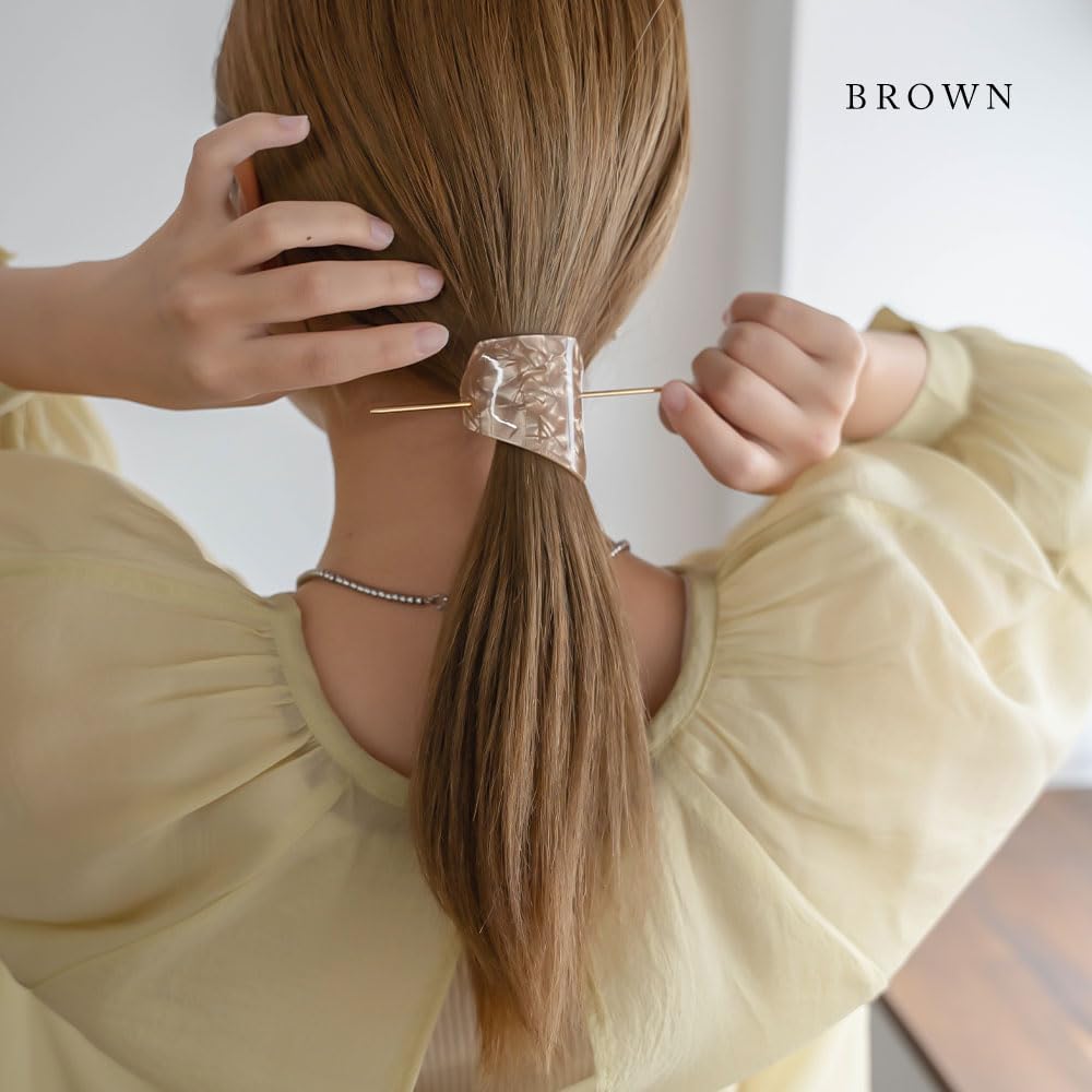 JewelVOX Majeste Hair Accessory for Simple Marble Kanzashi Hairpin in Muted Stylish for Adults Women, Shell-Style Colors, (Purple)