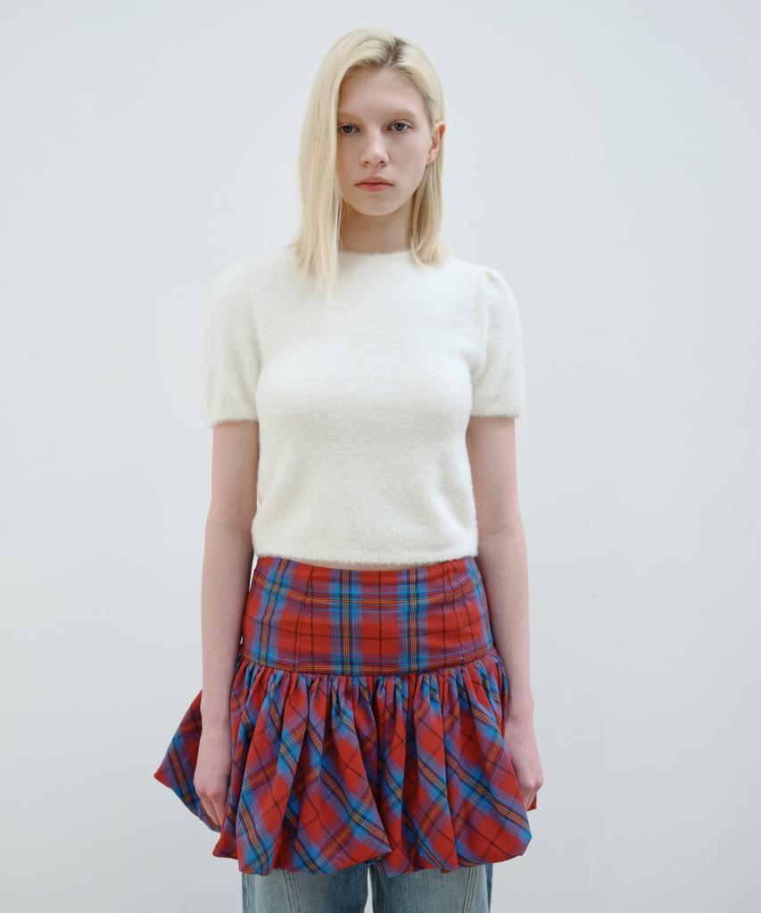 Aobteu Hairy Puff Sleeve Knit - Ivory