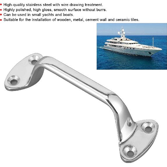 Grab Handle, 6in Stainless Steel Door Grab Bar High Hardness Door Handrail Bar Boat Grab Bar RV Accessories Bar Rail Boat Haltegriff for Marine Boats