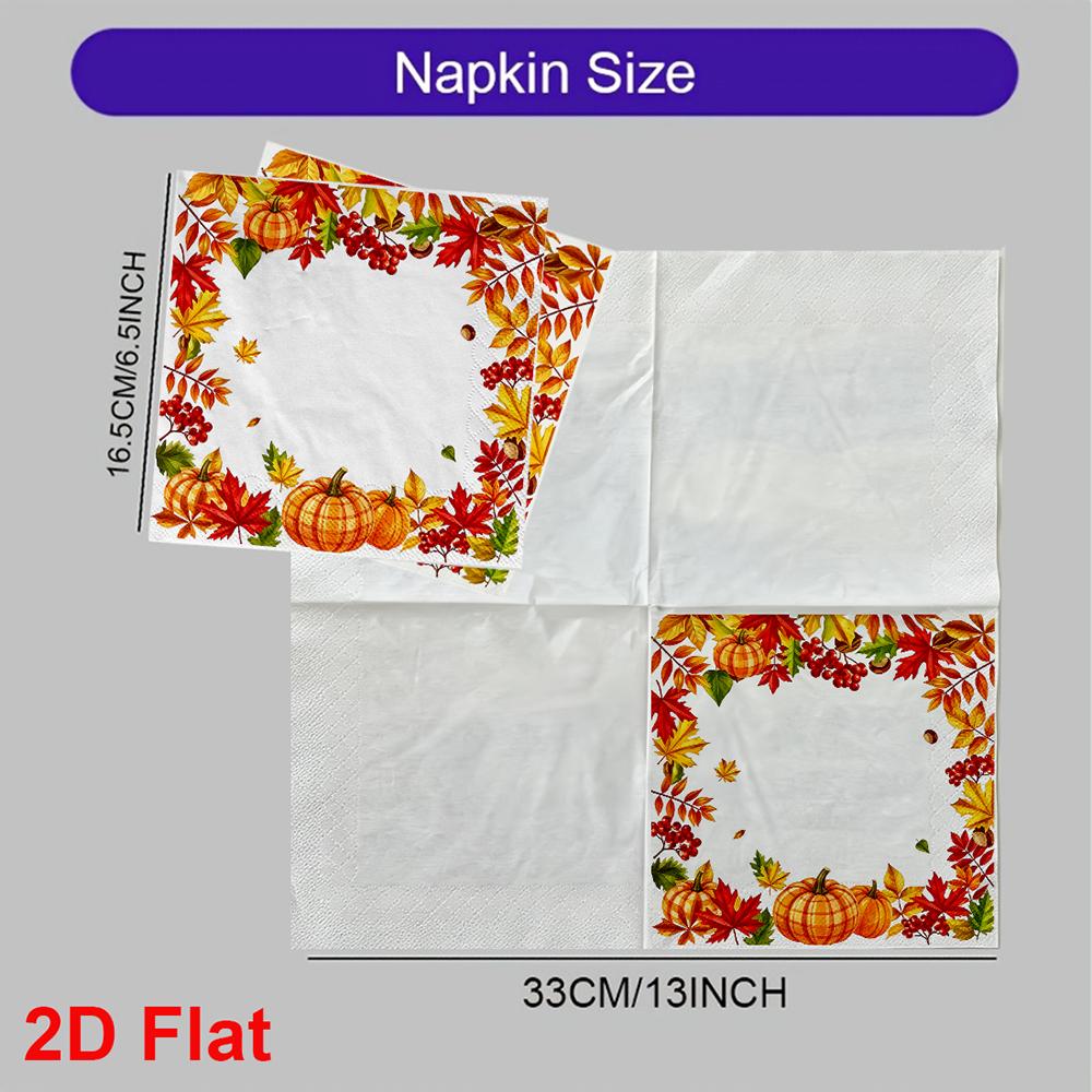 20pcs Disposable Napkins with Pumpkin, Turkey Pattern Print for Wedding,Parties,and Daily Use for Thanksgiving Fall Christmas Table Decoration