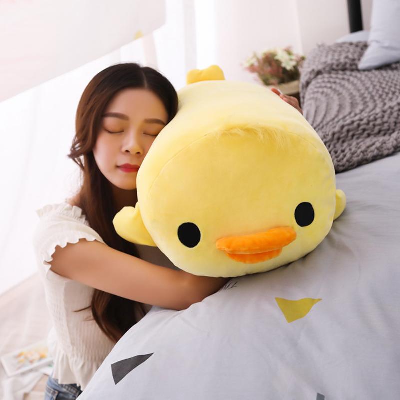Squishy 4050Cm Yellow Duck Plush Pillow Down Cotton Stuffed Cartoon Animal Cushion Back Support Plushie Friend Gift