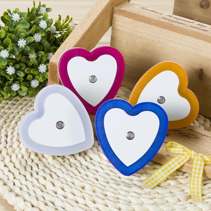 LED Night Lights Wireless Light Control Sensor Mini Heart-shaped EU US Plug Night Light Living Room Bedroom Bedside Lamp