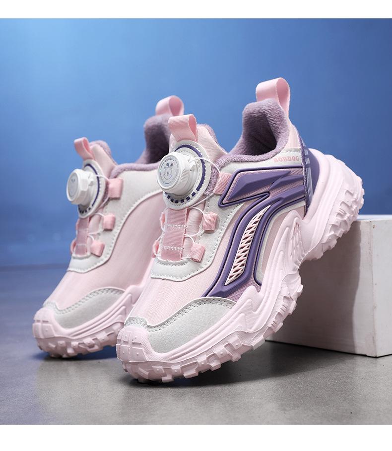 Bobodou Mädchen Winter-Sportschuhe 2025 - Warme, Samt gefütterte Laufschuhe für Mädchen im mittleren und höheren Alter