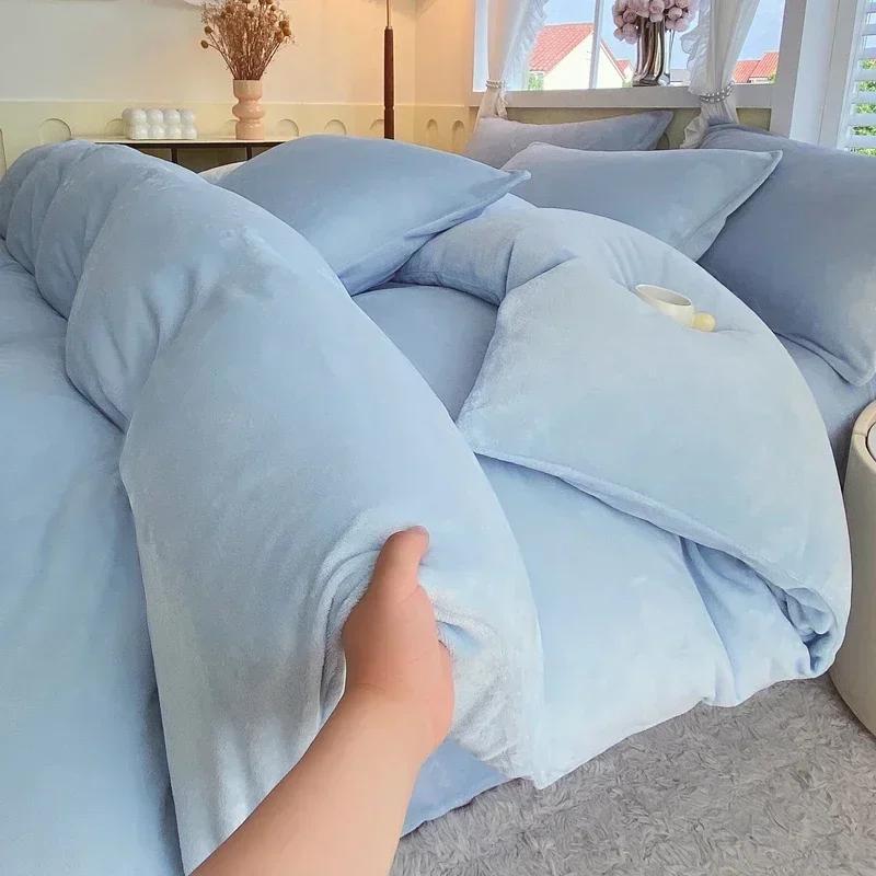 

Новый однотонный высокограммовый плотный молочный бархат, одинарный пододеяльник, утолщенный теплый флис, большой размер, двуспальное постельное белье 150x200cm 1pcs