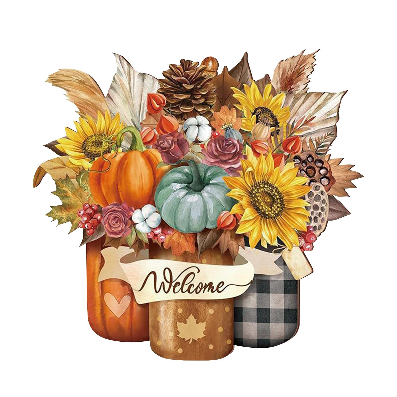 

День благодарения осень деревянный кленовый лист приветственный дверной знак подвесное украшение двери 2D One Size оранжевый