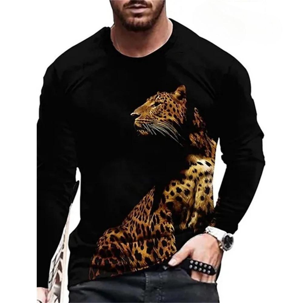 Skeleton 3D Digital Printed Men's Street Trendy Round Neck Long Sleeve T-shirt