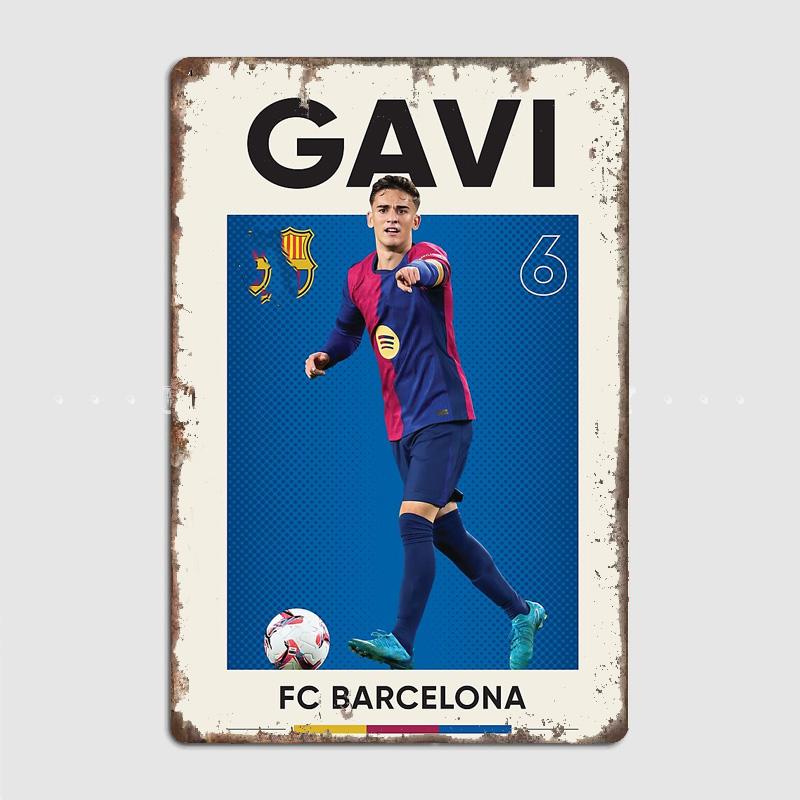 

Gavi Football Player Metal Poster Sign Wall Club Mural Vintage Wall Art Plaque Tin Sign Room Decoration Home Decor 20x30cm（7.8x11.8inch）