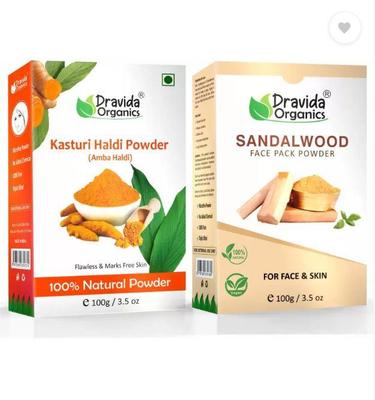 Pó para Máscara Facial Dravida Organics Cúrcuma Kasturi + Sândalo - Combo  (200 g)