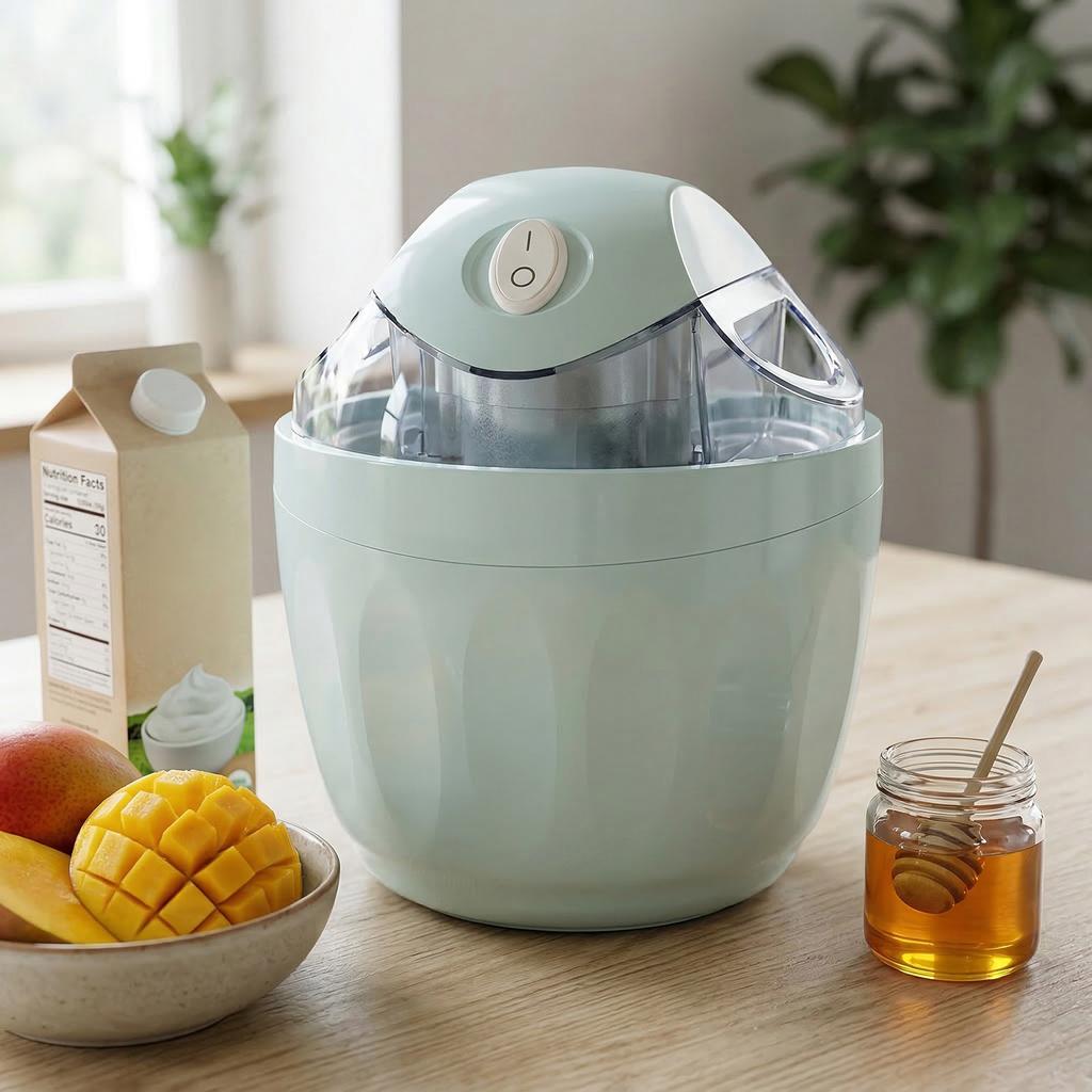 Máquina de Helados Personal de una Sola Porción One-Touch Euro Cuisine Máquina de Yogur para Postre Congelado Casero Uso Diario en la Cocina