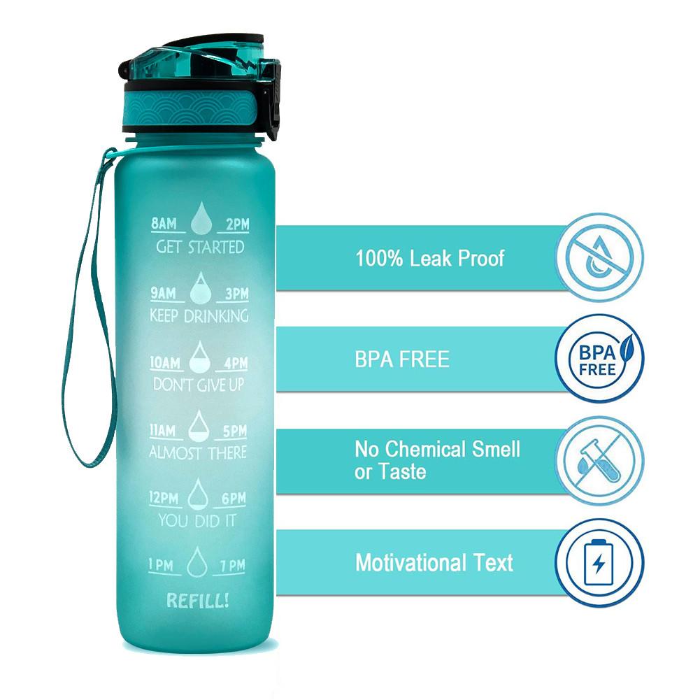 Sport Water Bottle with Time Marker Leakproof Bottle Frosted Water Bottle Space Cup