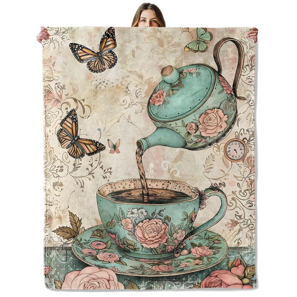Super Soft Funny Butterfly Throw Blanket Cozy Fleece Fuzzy Plush Flannel Blanket for Travel Camping Living Room Sofa Decor Gift