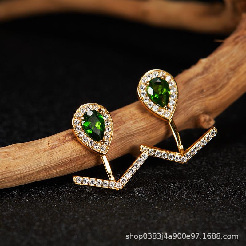 Ouyang Nana Earrings, Song Huiqiao Water Drop Earrings, High-End Sense Light Luxury Earrings, Rear Hanging Type, Sweet Temperament