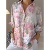 Stylish and Elegant Large Size Printed Long Sleeve Lapel Casual Women's Shirt